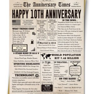 Big 10th Anniversary Card for Him Her, Retro 10 Year Anniversary Card Gift for Couple, Sweet 10 Wedding Anniversary Cards for Wife Husband, Best Decennial Gifts Idea for Parents