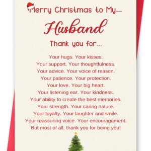Romantic Husband Christmas Thank You Card from Wife, Merry Christmas Card for Husband, Happy Holiday Card for Men