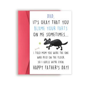 Naughty Fathers Day Card for Dog Dad, Funny Father’s Day Card Gift from Dog Dad, Humor Dog Dad Gifts for Dog Lover