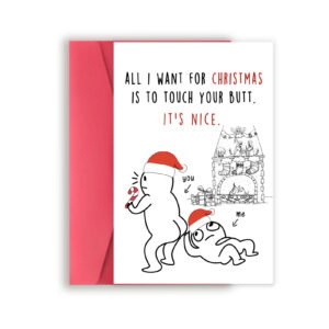 Naughty Christmas Card for Husband Wife, Funny Christmas Cards Gifts for Boyfriend Girlfriend, Cute Xmas Holiday Card for Him Her