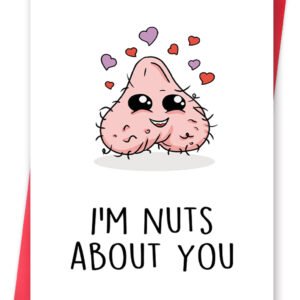 Lovely Valentine's Day Card for Him Her, Sweet Vday Gift Card for BF GF, Romantic Birthday Anniversary card for Wife Husband, I'm Nuts About You
