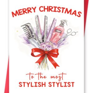 Funny Hair Stylist Christmas Card, Unique Christmas Card Gifts for Hairdressers, Happy Holiday Appreciation Cards for Hair Stylist